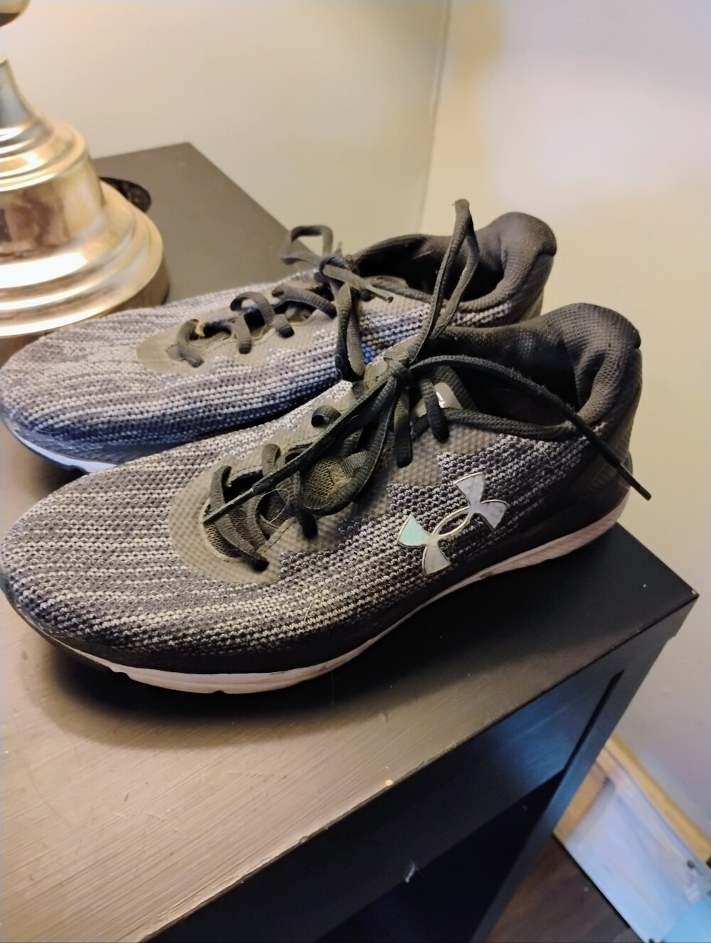 Under Armour Black and Gray Knit Training Sneakers